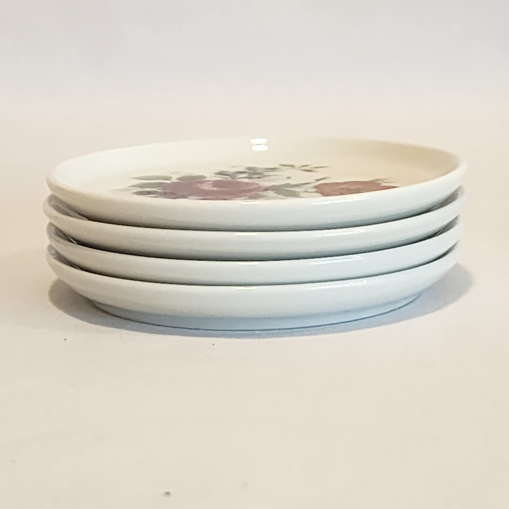 Vintage Furstenberg West Germany Floral Porcelain Coasters Dupping Plates Set 4 - Picture 4 of 5